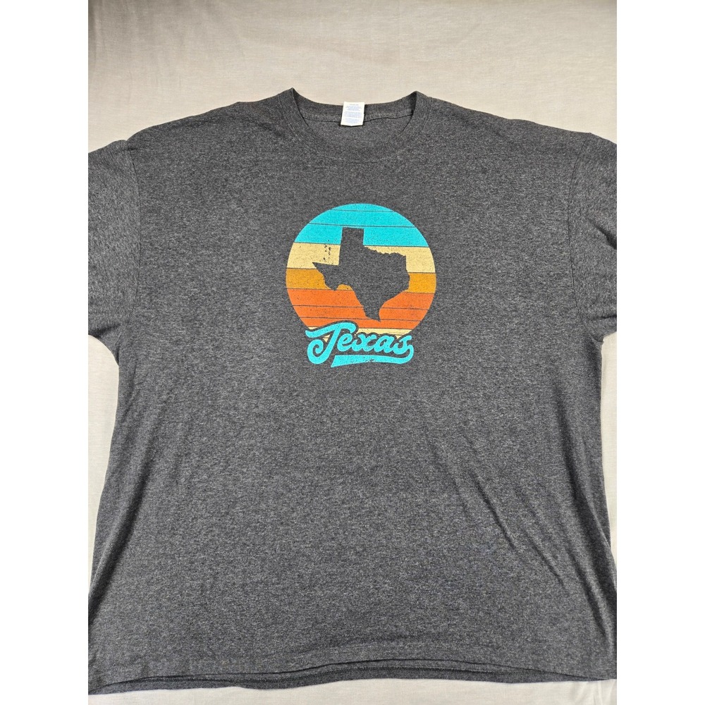 Port & Company Mens Texas Retro Sunset Graphic T-Shirt Heather Grey 3XL